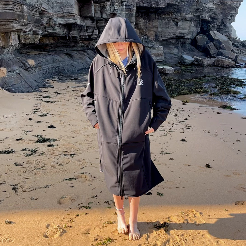 BEACH COAT -BLACK/GREY