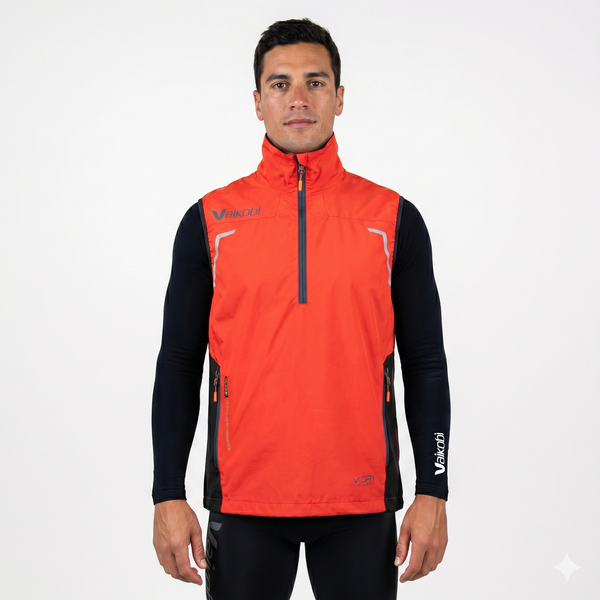 新品未使用Over design piping vest VDRY Lightweight 1/2 Zip Vest - Orange | Vaikobi