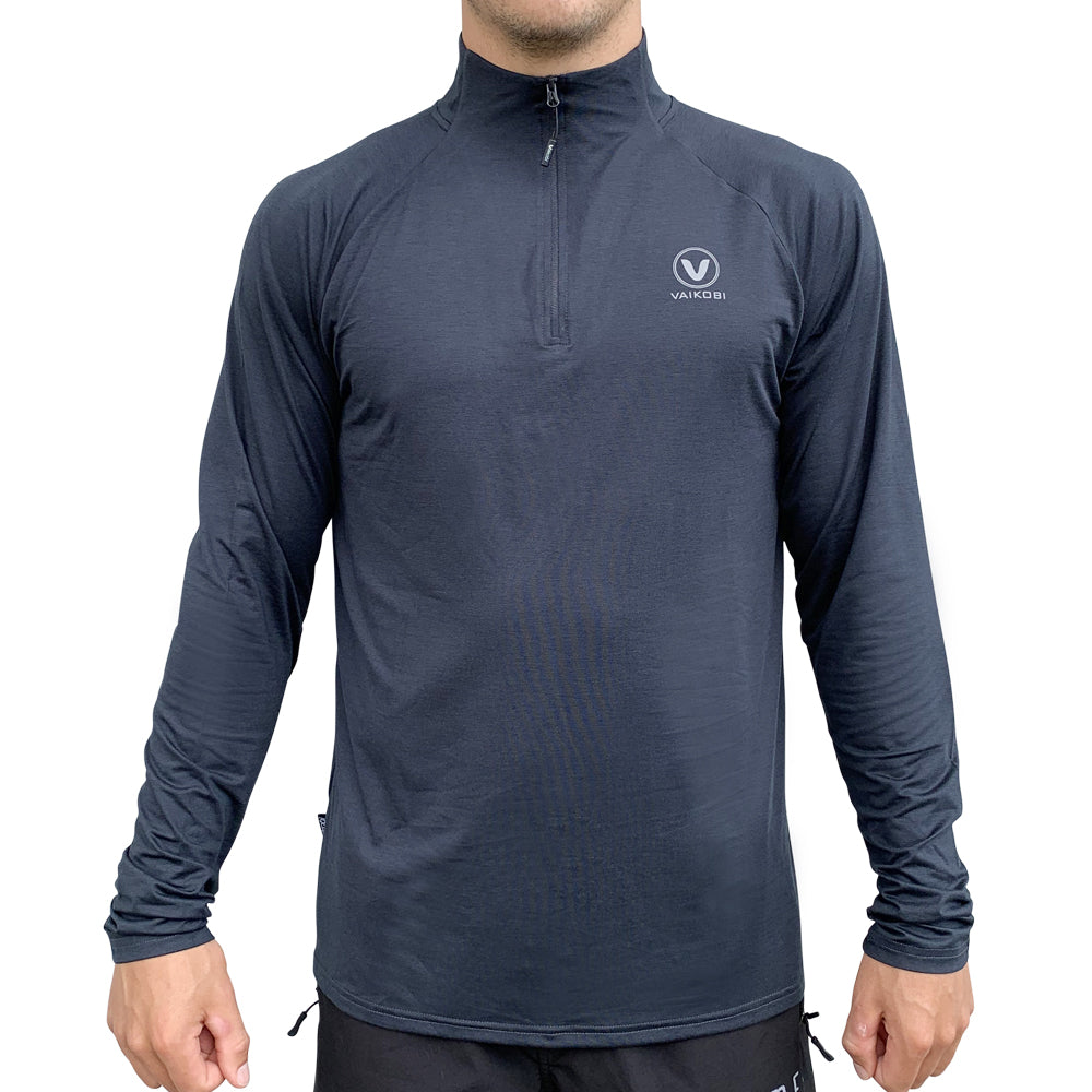 UV Long Sleeve ZIP Tech Top - Charcoal