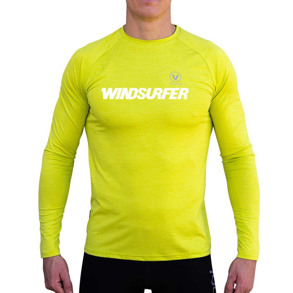 WINDSURFER Mens UV Performance L/S Tech Top- Lime - CUSTOM